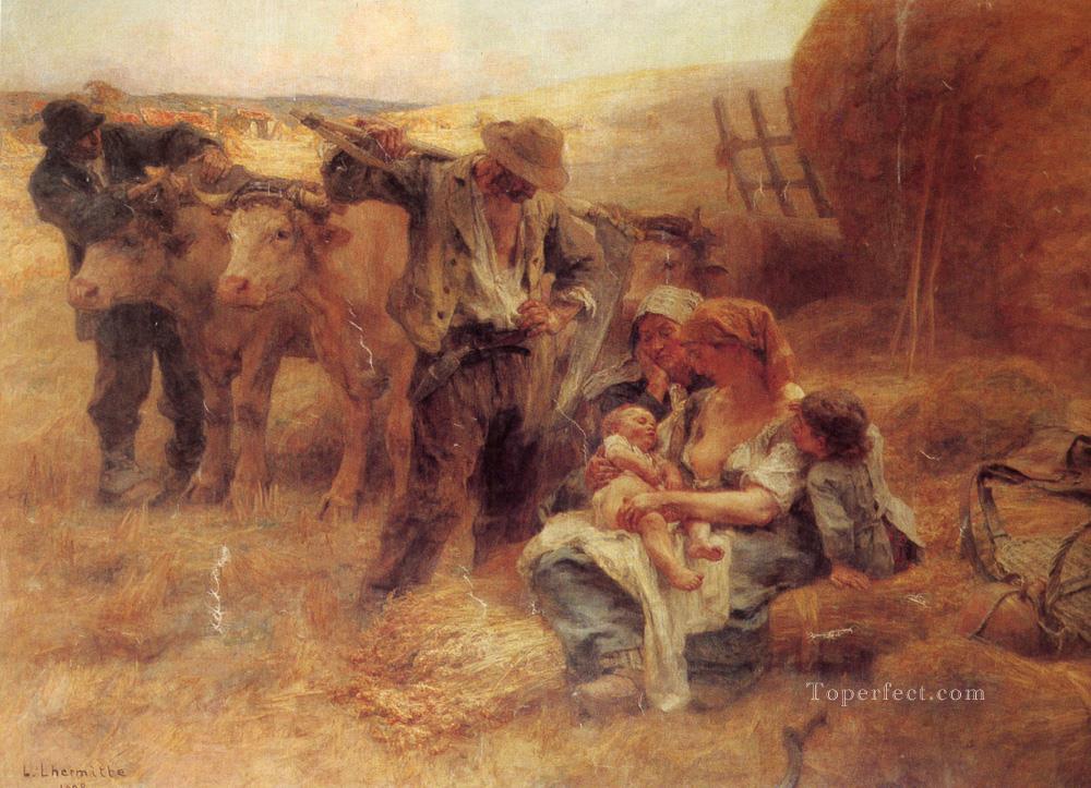 French 1844to 1925La Famille SnD 1908 rural scenes peasant Leon Augustin Lhermitte Oil Paintings